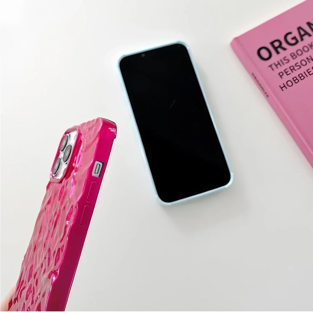 5for$10 Hot Pink iPhone 13 Pro Max Phone Case Cute 3D Tin Foil Luxury Phone Case
